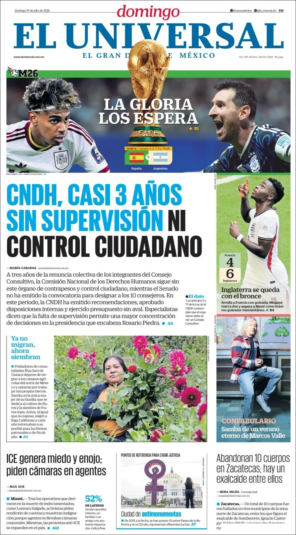 Portada de El Universal