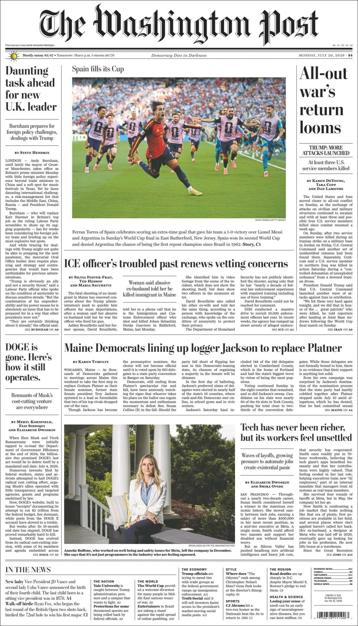 Portada de The Washington Post
