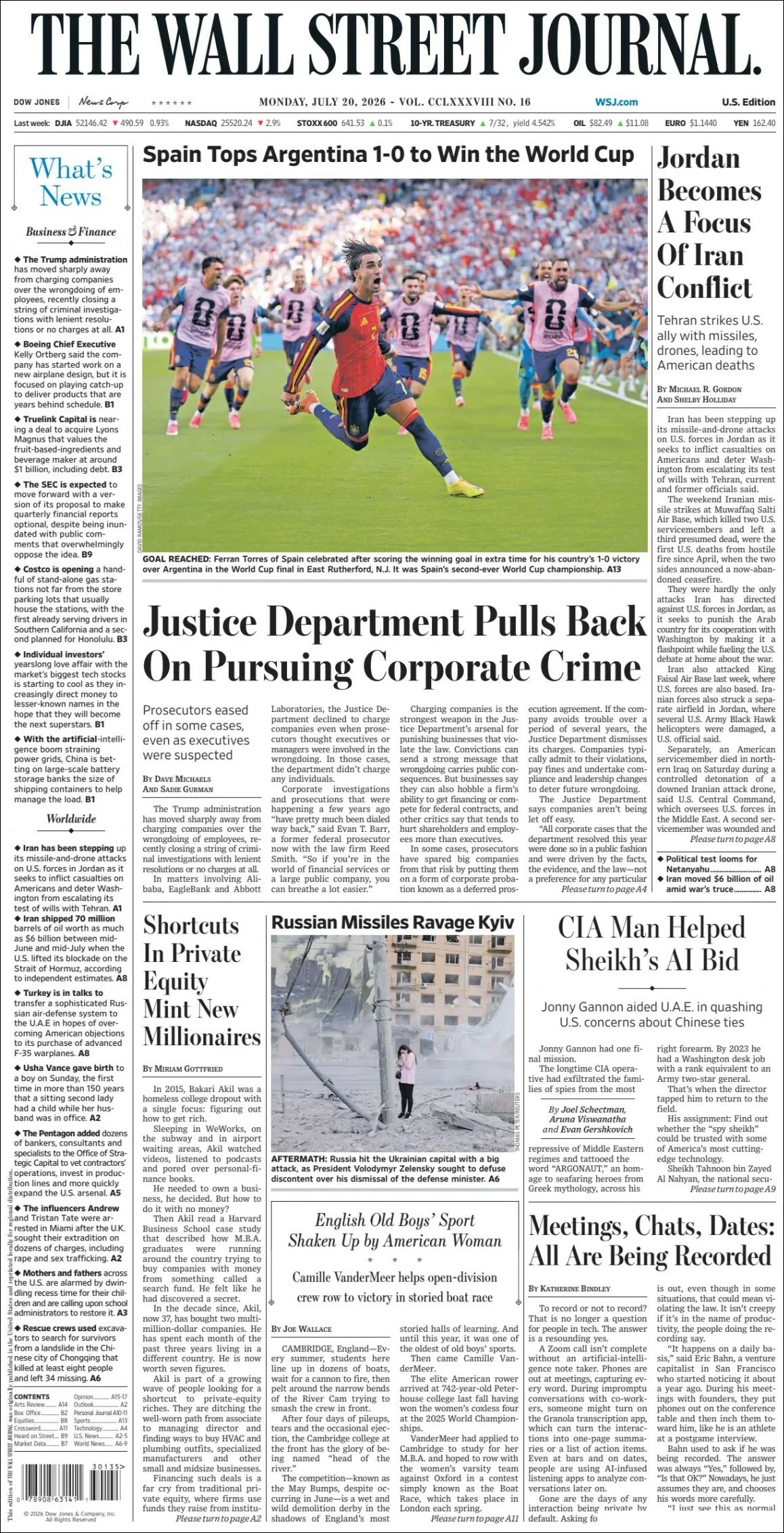 Portada de The Wall Street Journal