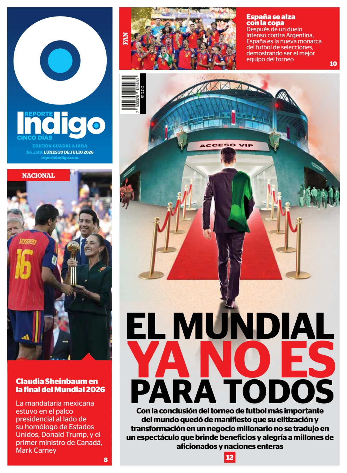 Portada de Reporte Indigo Guadalajara del lunes, 20 de julio de 2026
