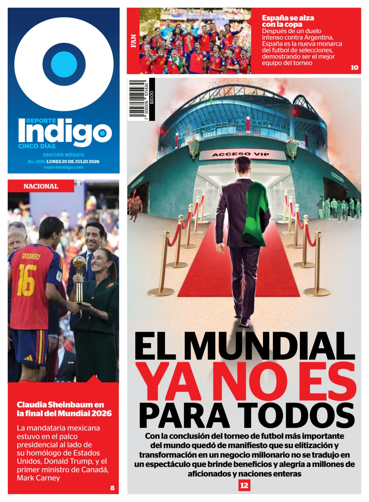 Portada de Reporte Indigo Nacional del lunes, 20 de julio de 2026