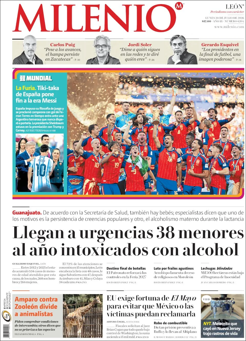 Portada de Milenio Leon del lunes, 20 de julio de 2026