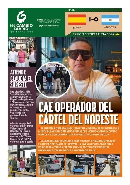 Portada de En Cambio - Quintana Roo (contraportada) del lunes, 20 de julio de 2026