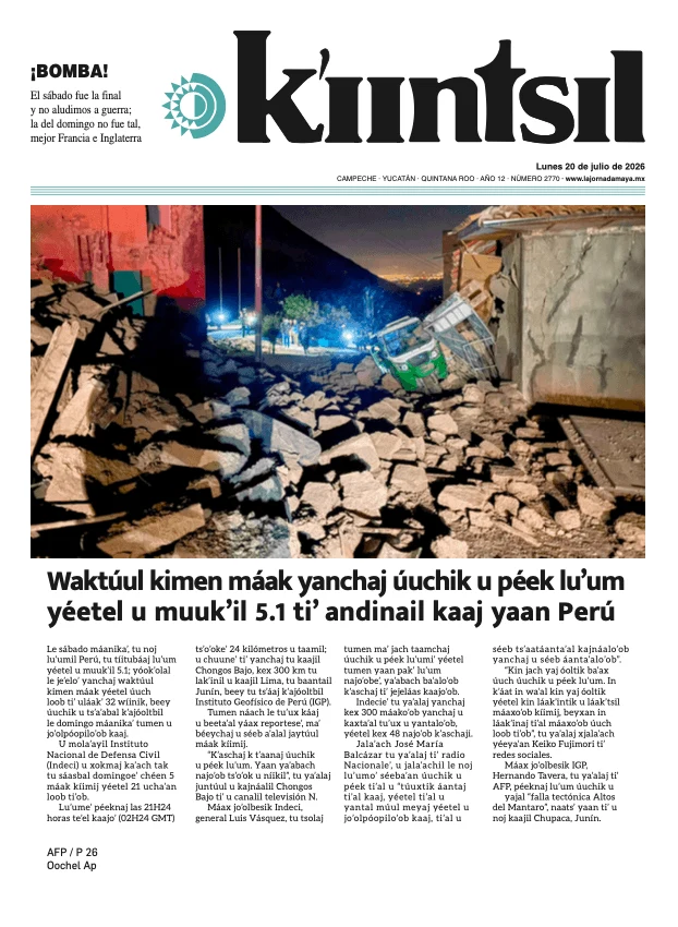 Portada de La Jornada - Kiintsil del lunes, 20 de julio de 2026