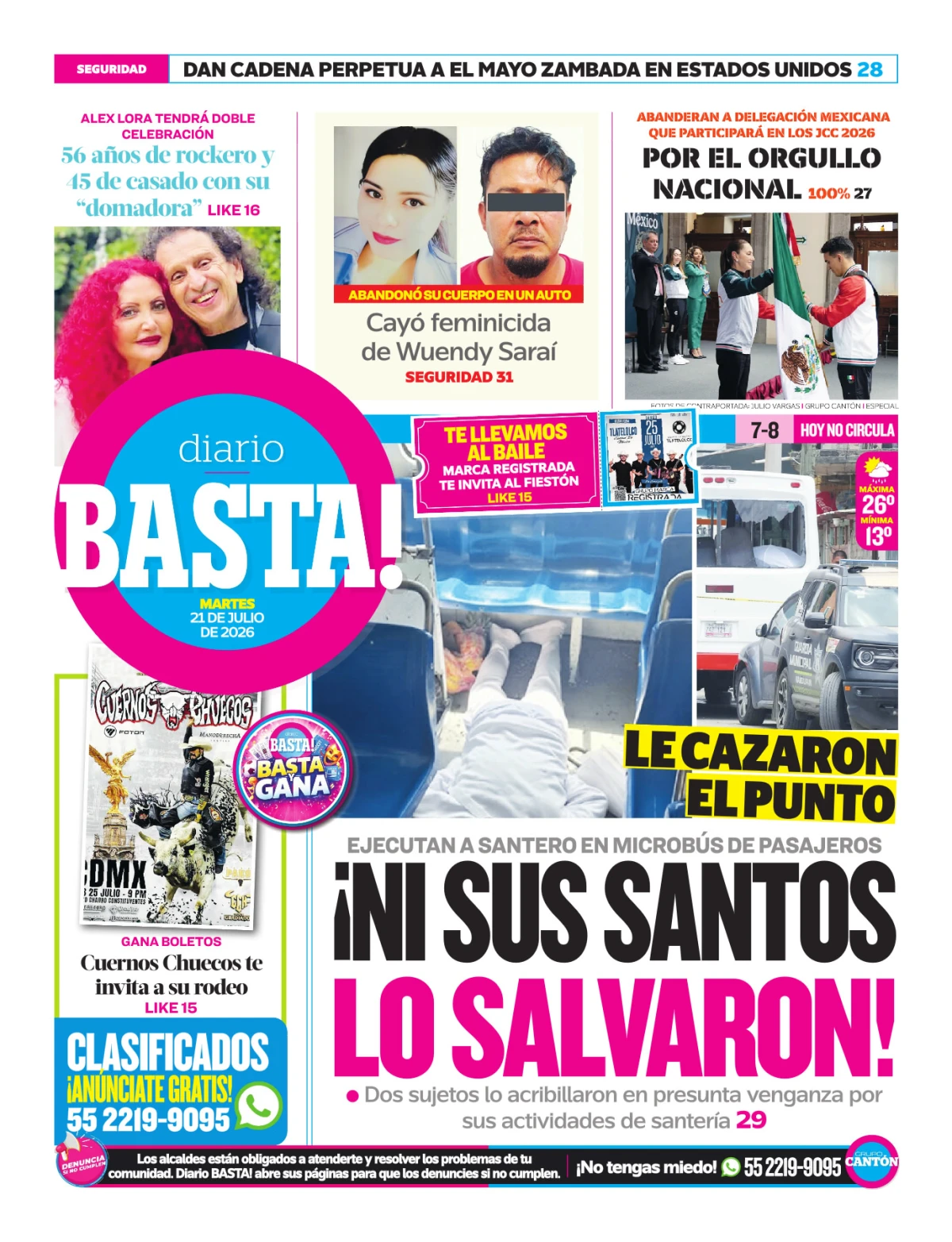 Portada de Basta! (contraportada) del martes, 21 de julio de 2026