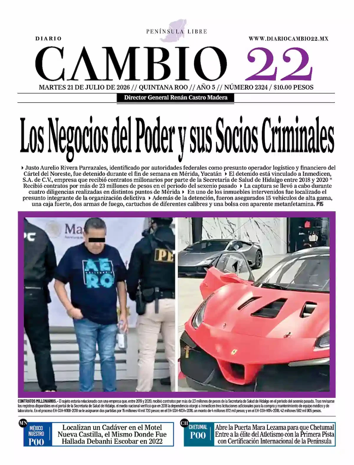 Portada de Diario Cambio 22 (contraportada)