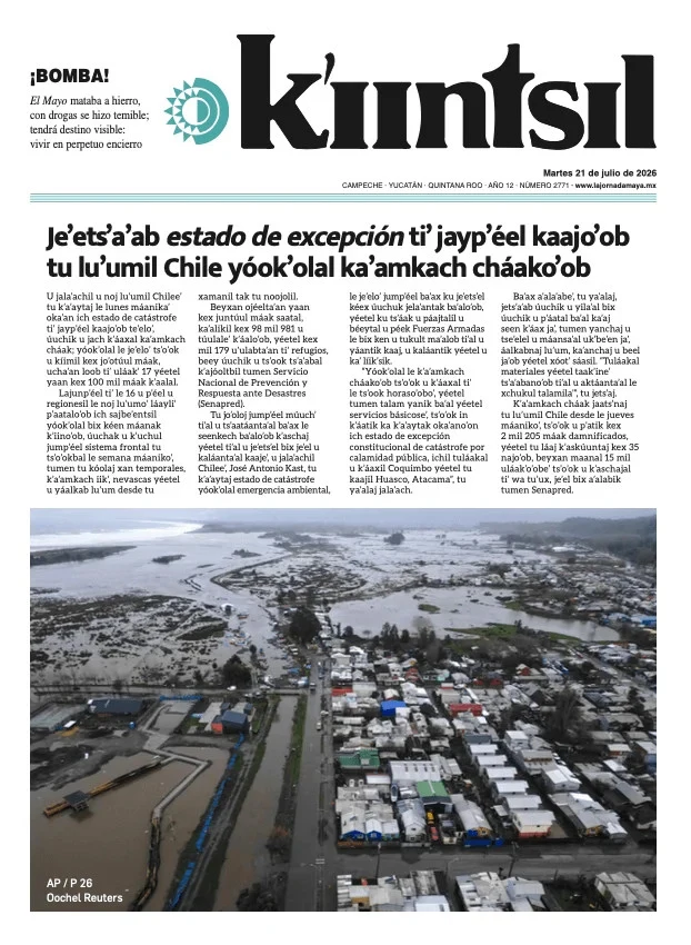 Portada de La Jornada - Kiintsil del martes, 21 de julio de 2026