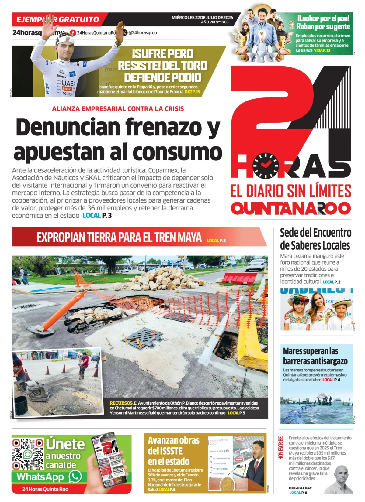 Portada de 24 Horas Quintana Roo