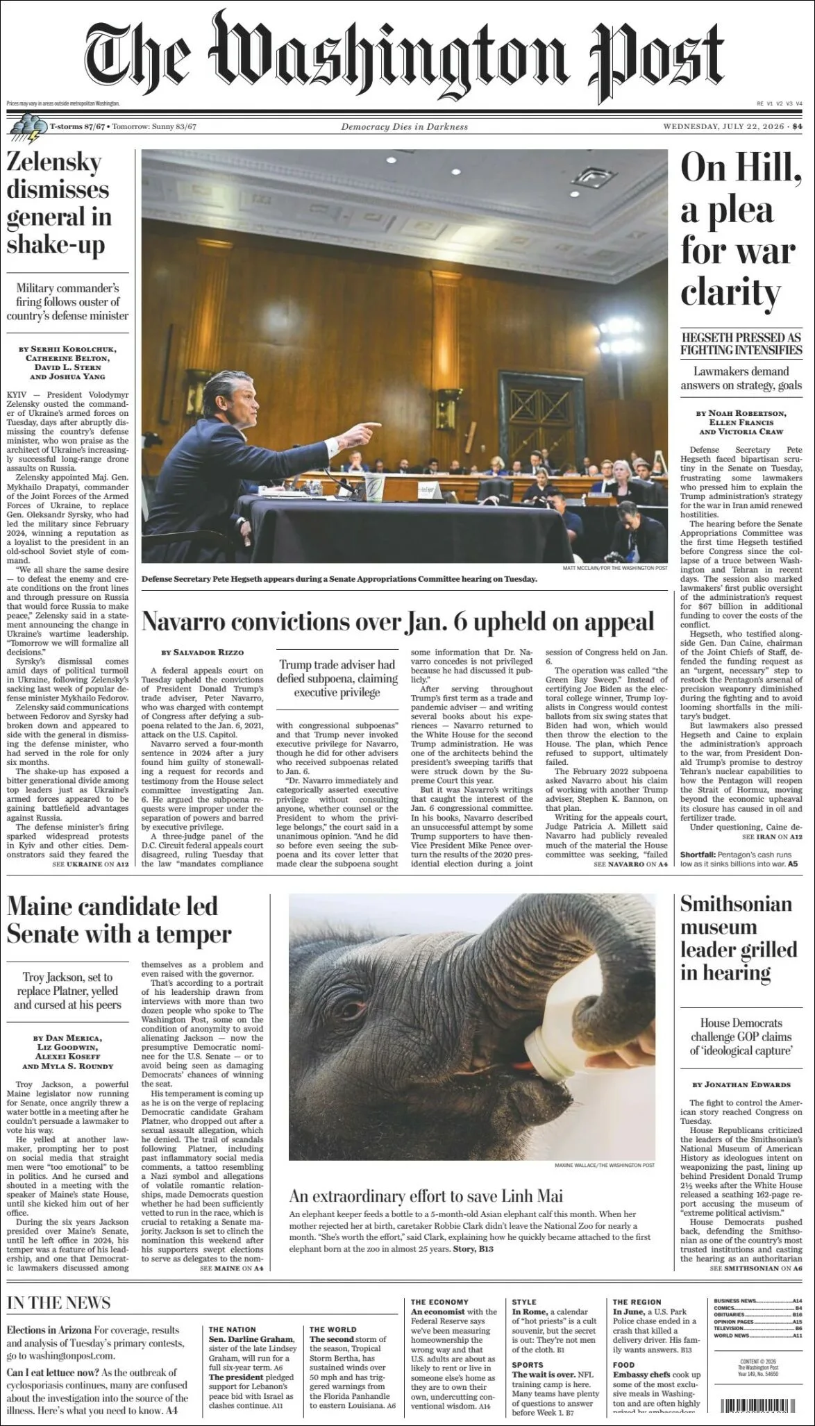 Portada de The Washington Post