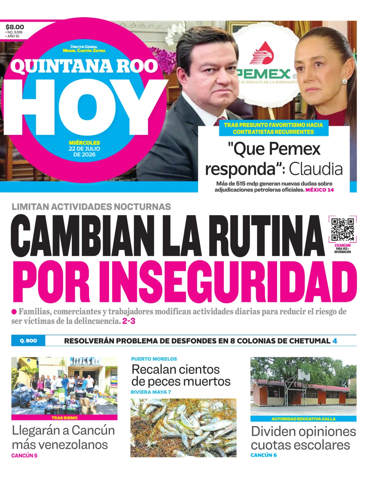 Portada de Quintana Roo Hoy (portada)