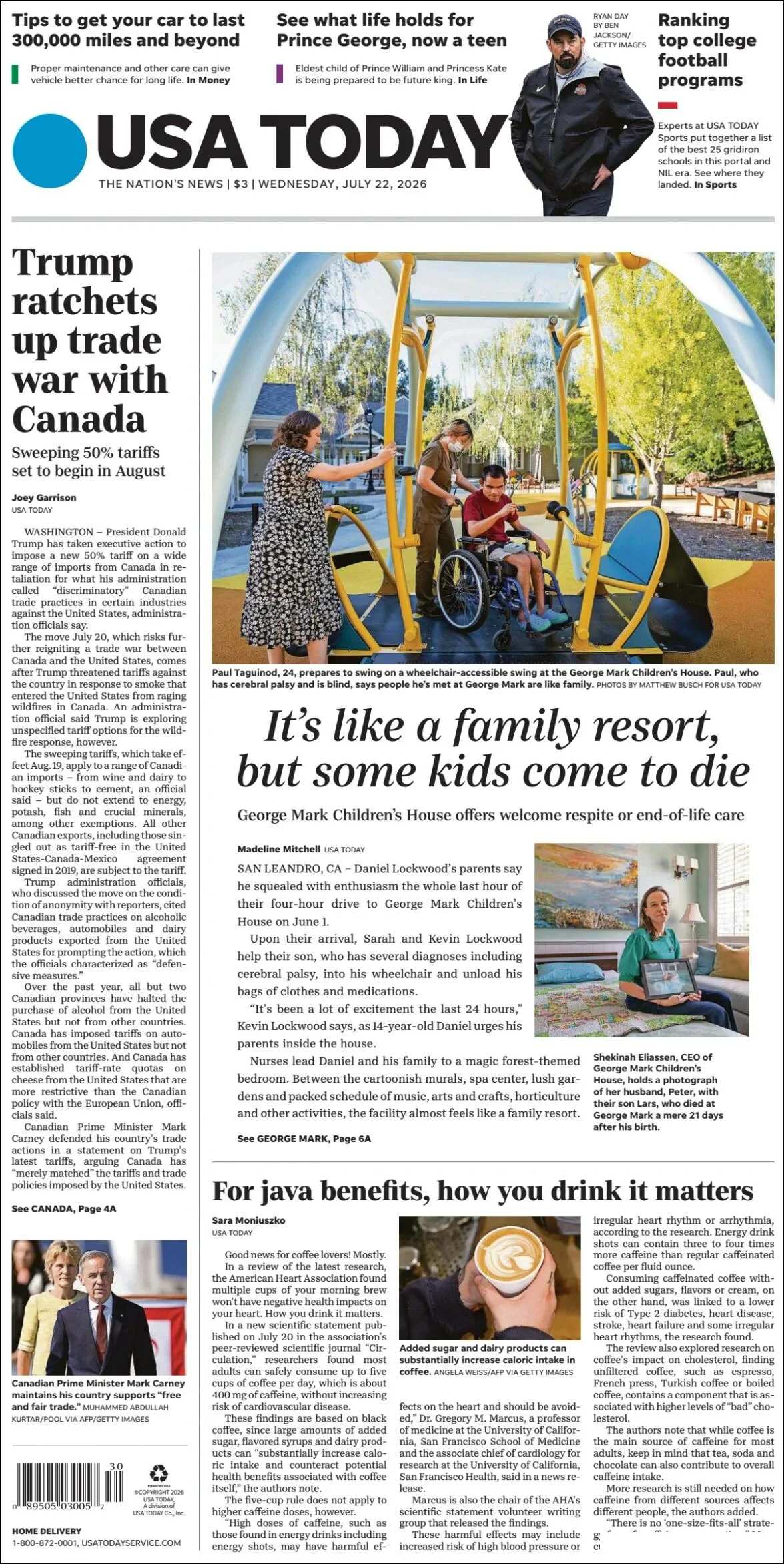 Portada de Usa Today