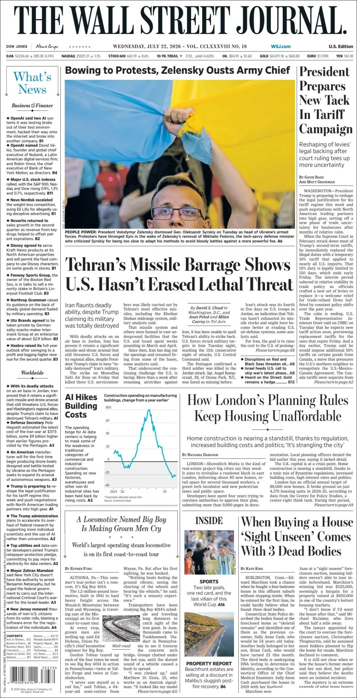 Portada de The Wall Street Journal