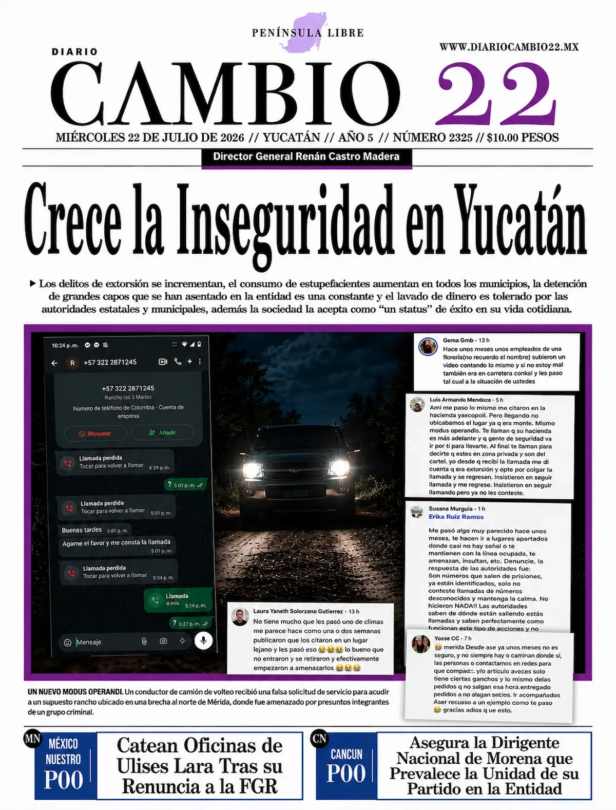 Portada de Diario Cambio 22 (portada)