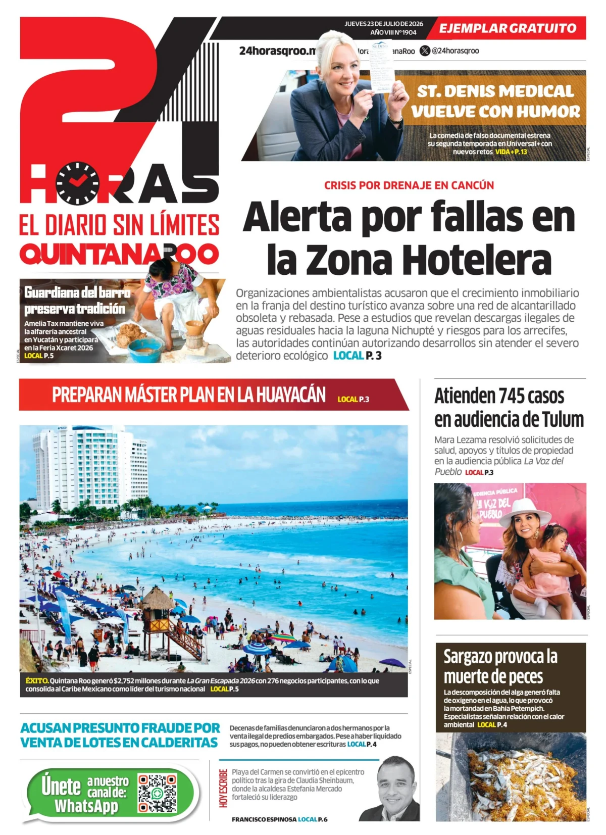 Portada de 24 Horas Quintana Roo