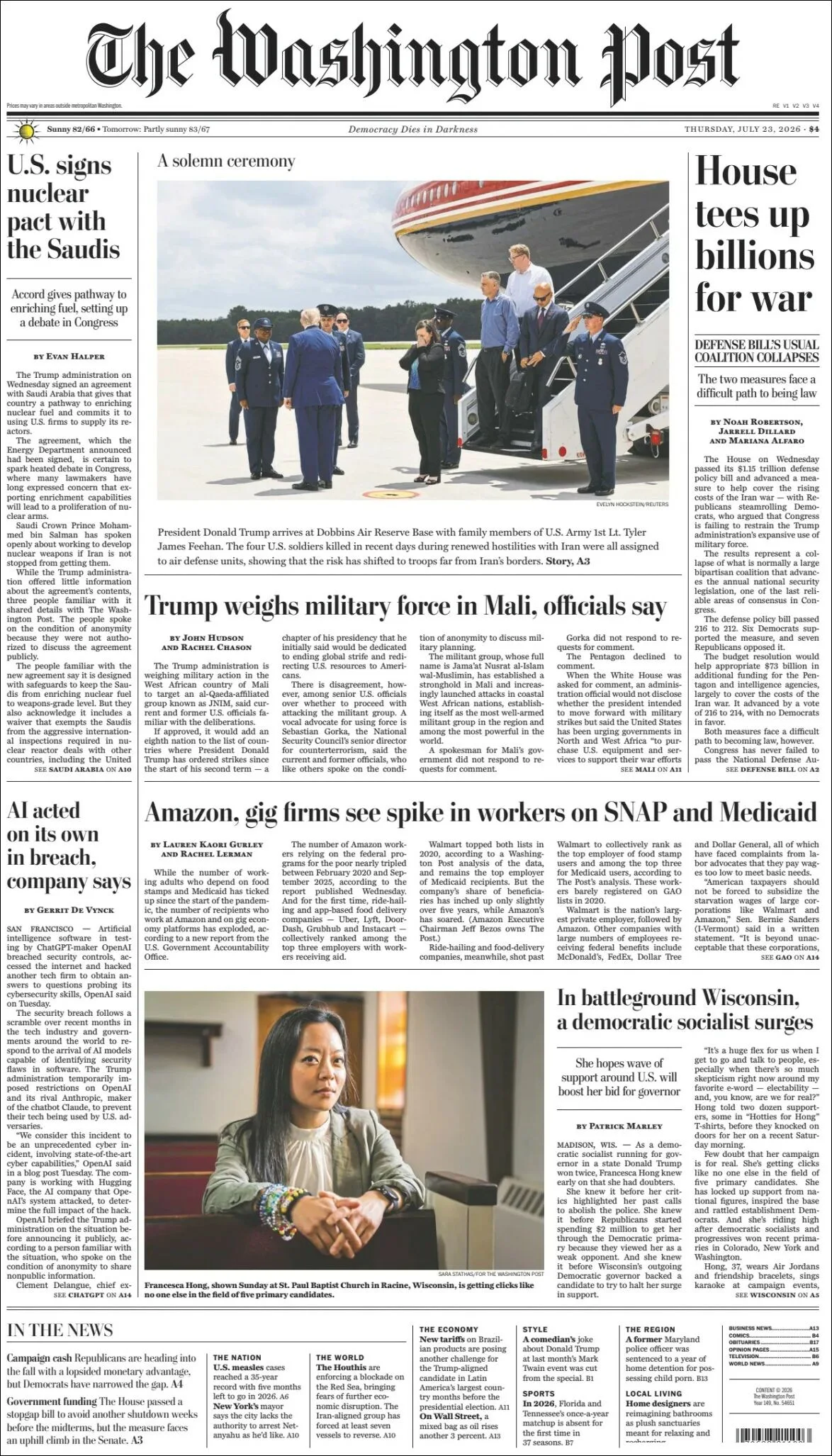 Portada de The Washington Post