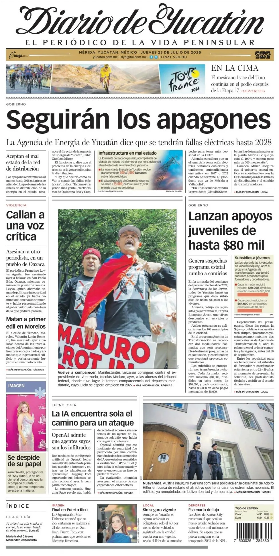 Portada de Diario de Yucatán