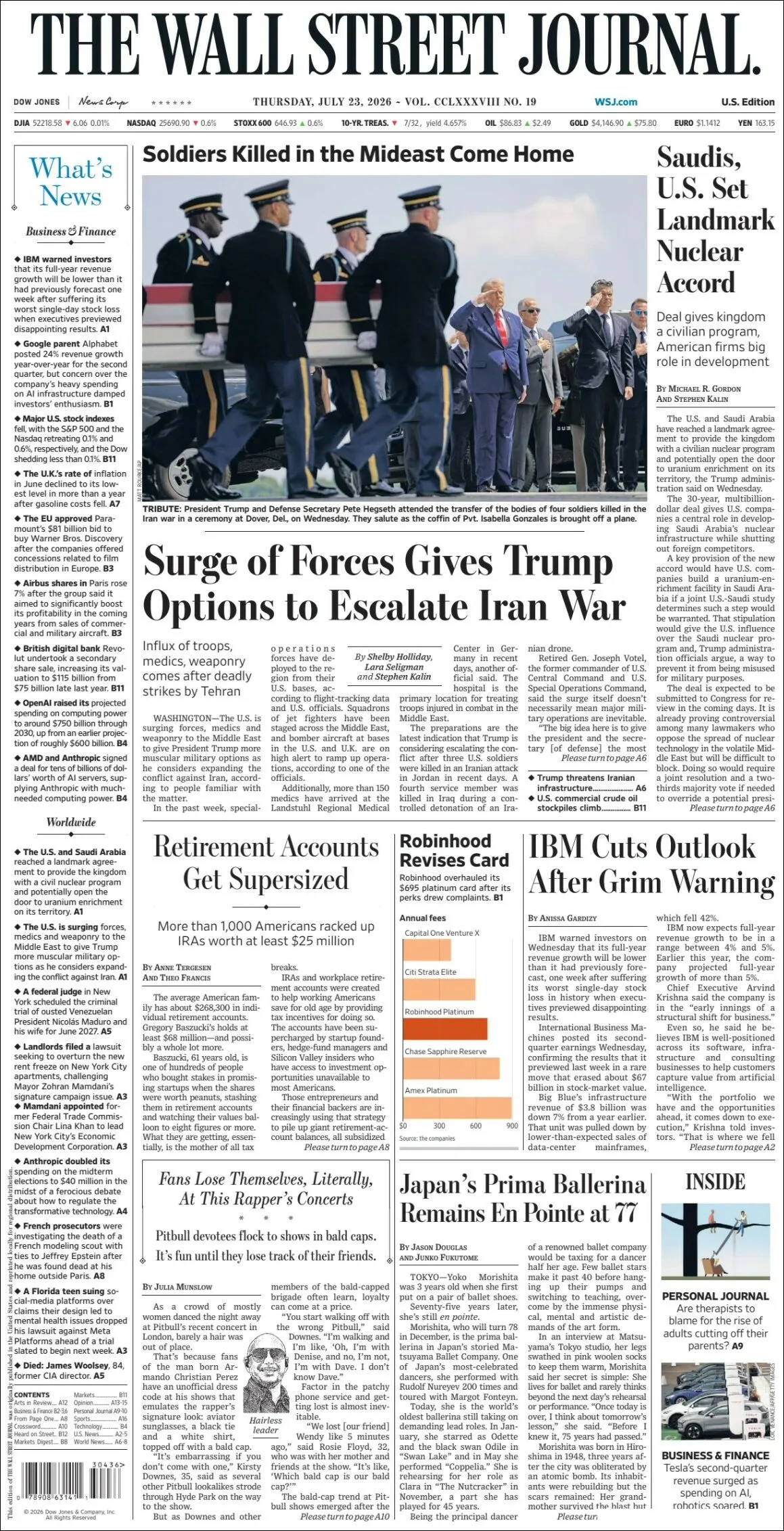 Portada de The Wall Street Journal