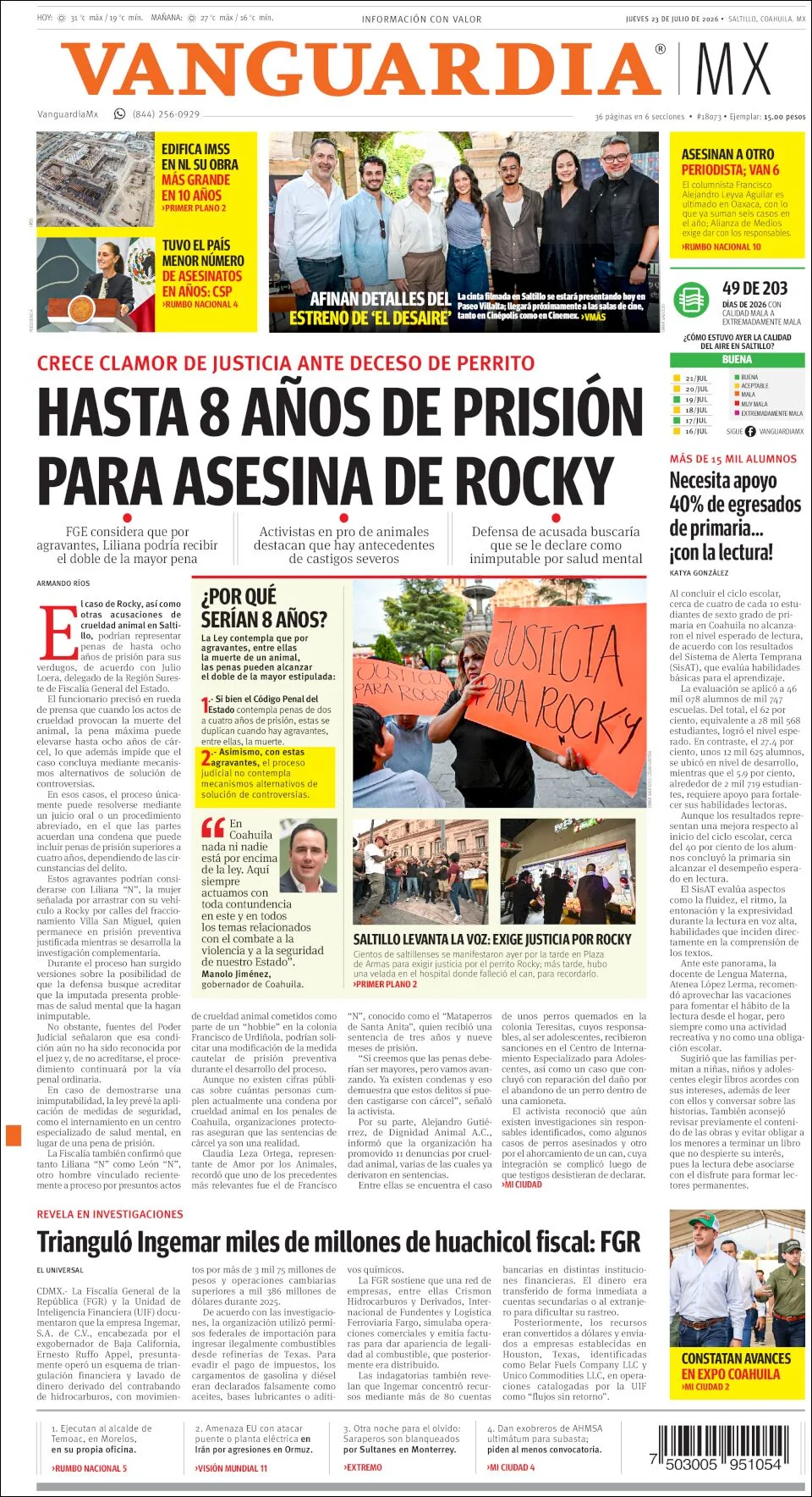 Portada de Vanguardia