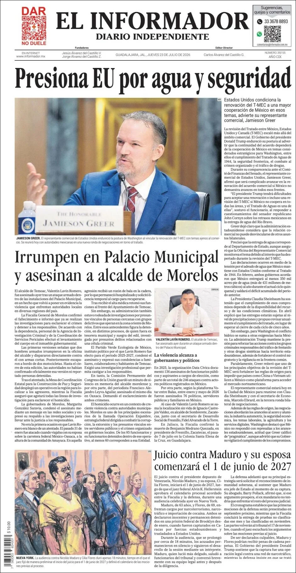 Portada de El Informador