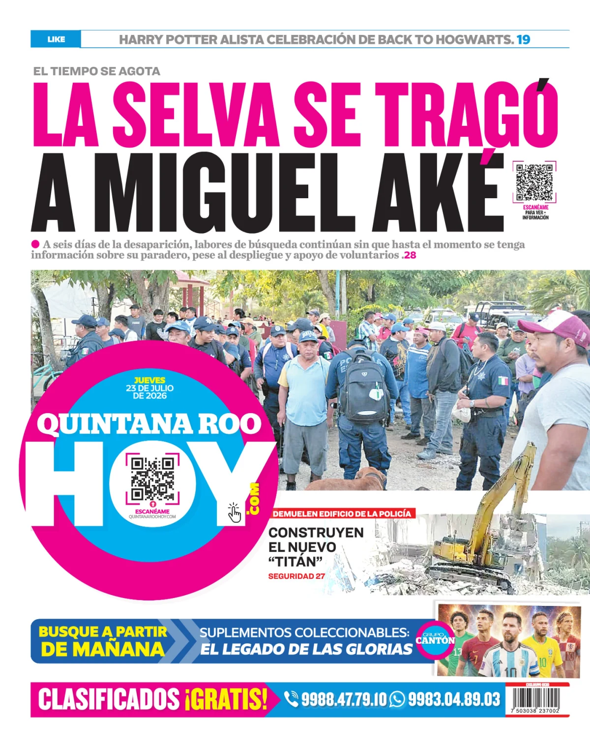 Portada de Quintana Roo Hoy (contraportada)