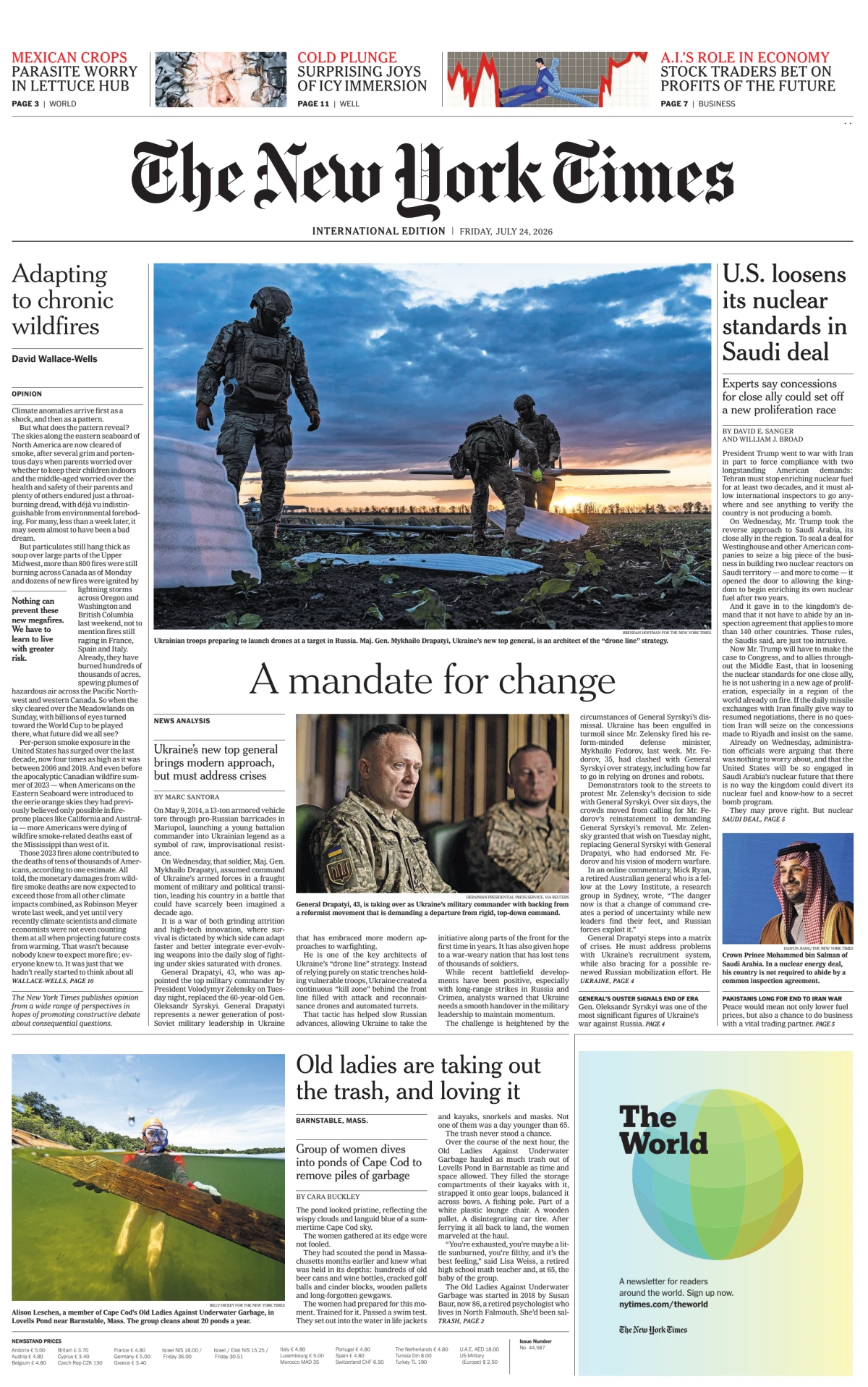 Portada de The New York Times (international)