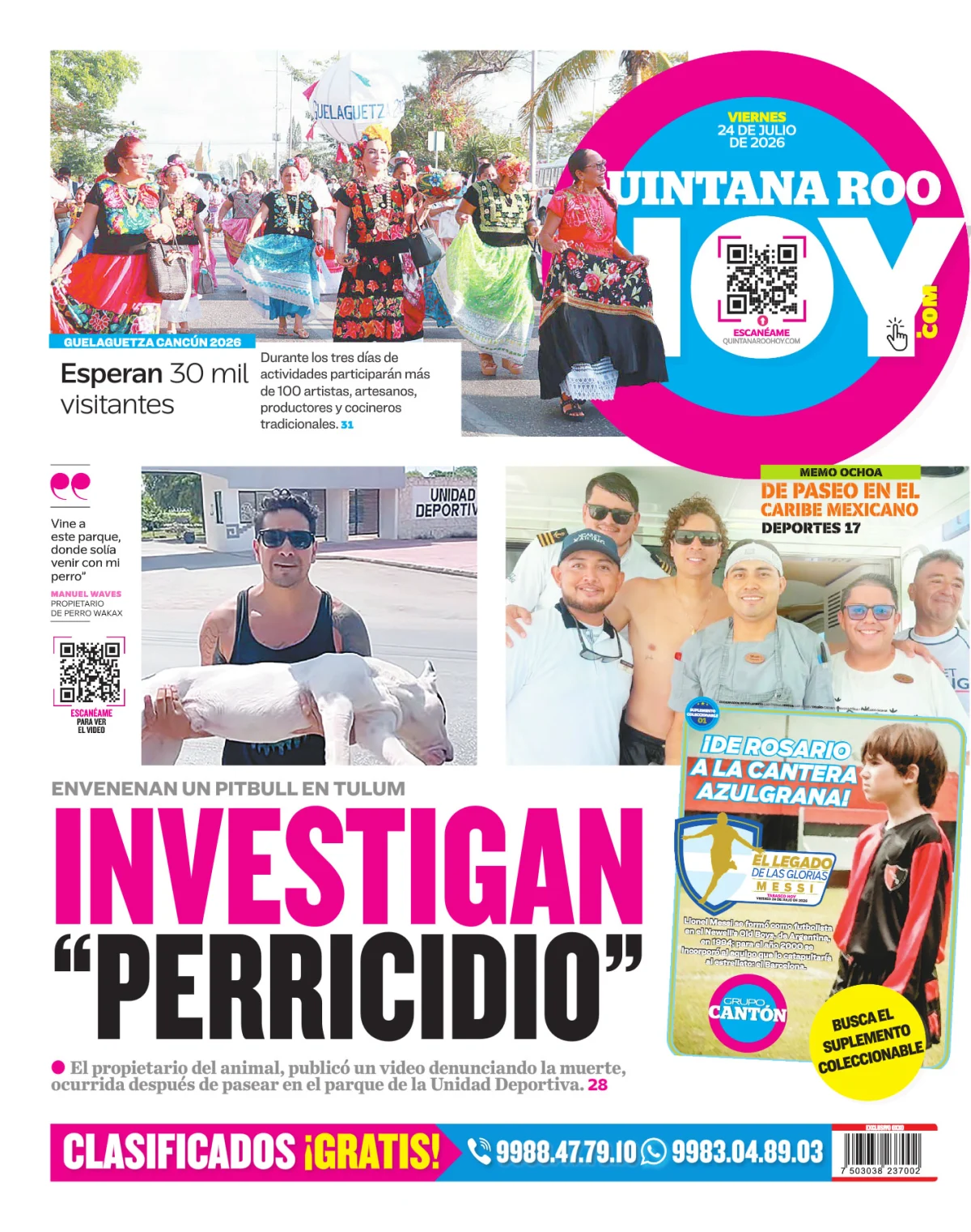 Portada de Quintana Roo Hoy (contraportada)