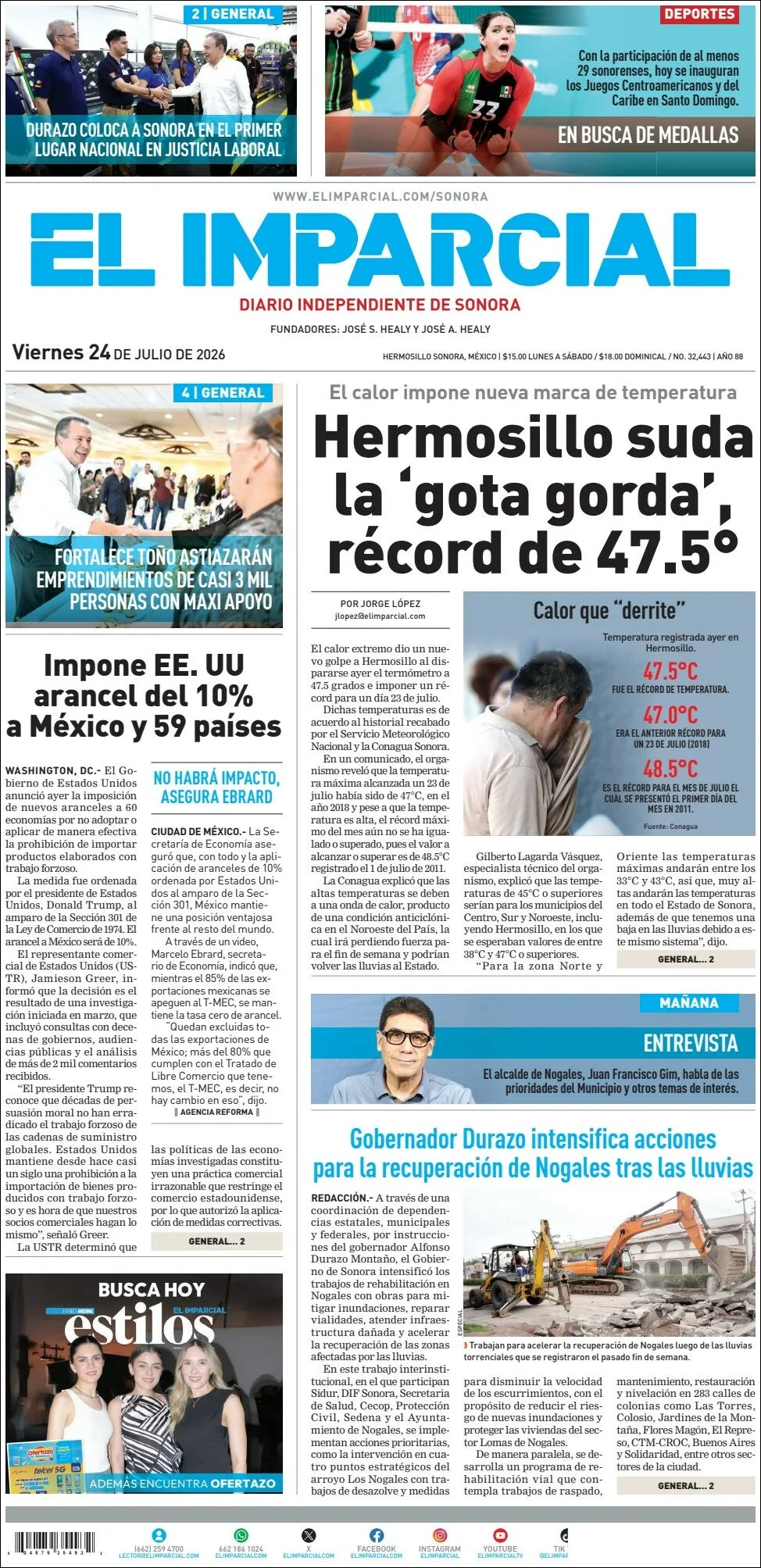 Portada de El Imparcial