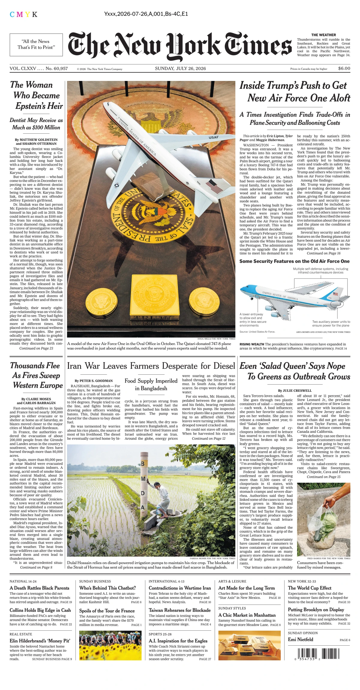 Portada de The New York Times (national) del domingo, 26 de julio de 2026