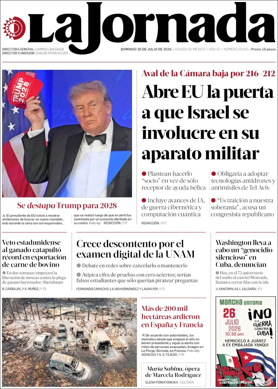 Portada de La Jornada