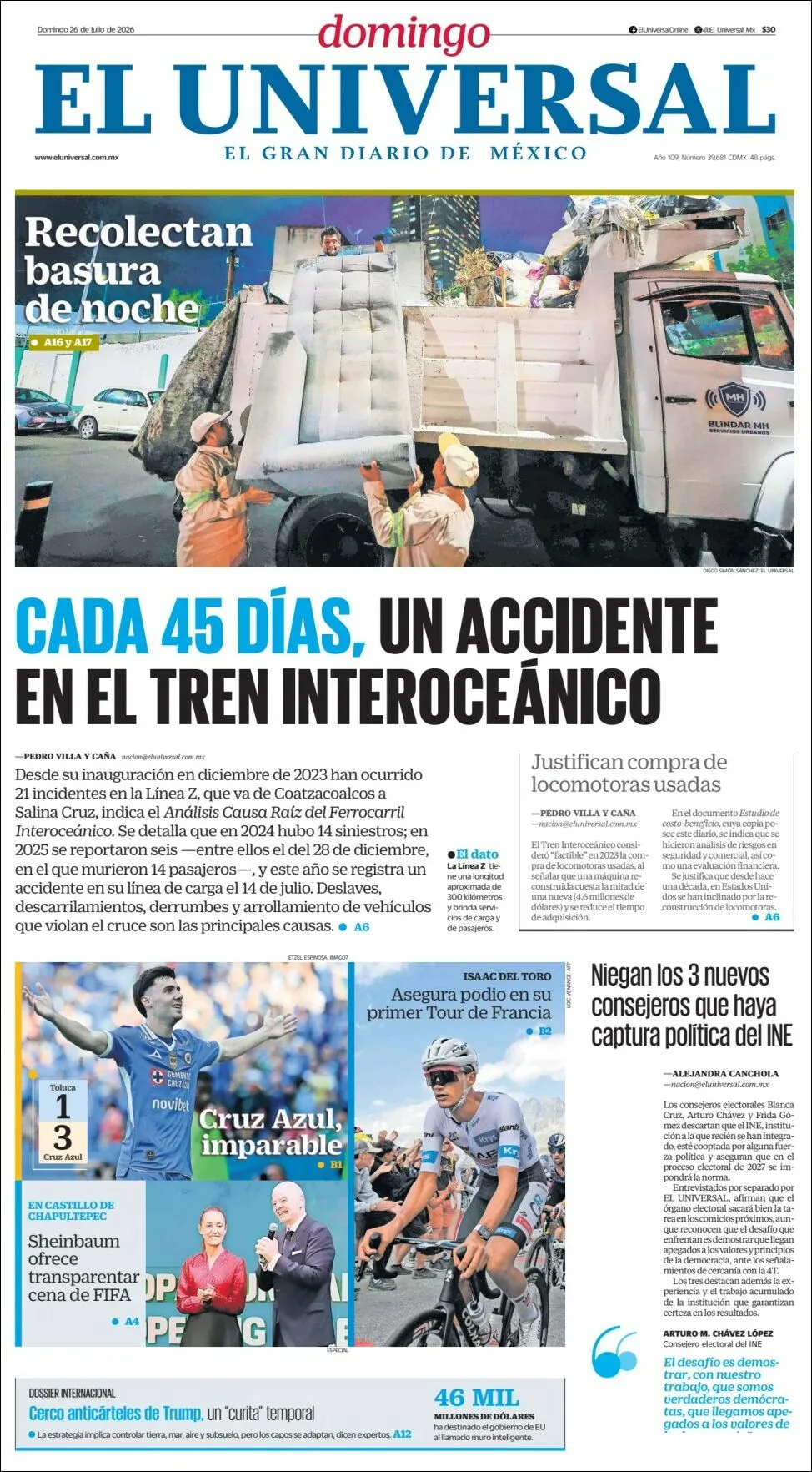 Portada de El Universal