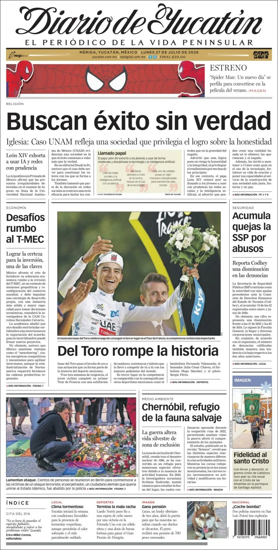 Portada de Diario de Yucatán