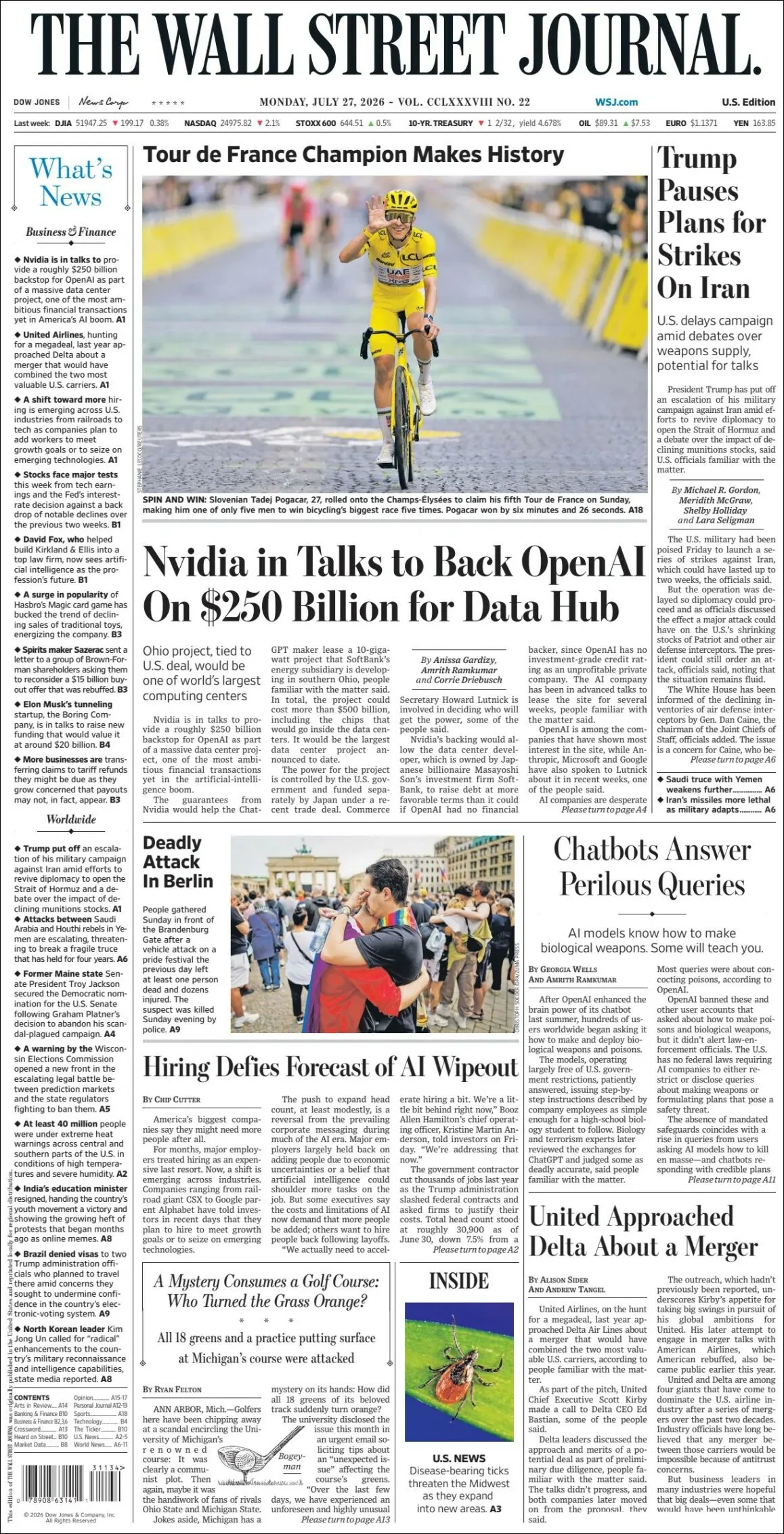Portada de The Wall Street Journal