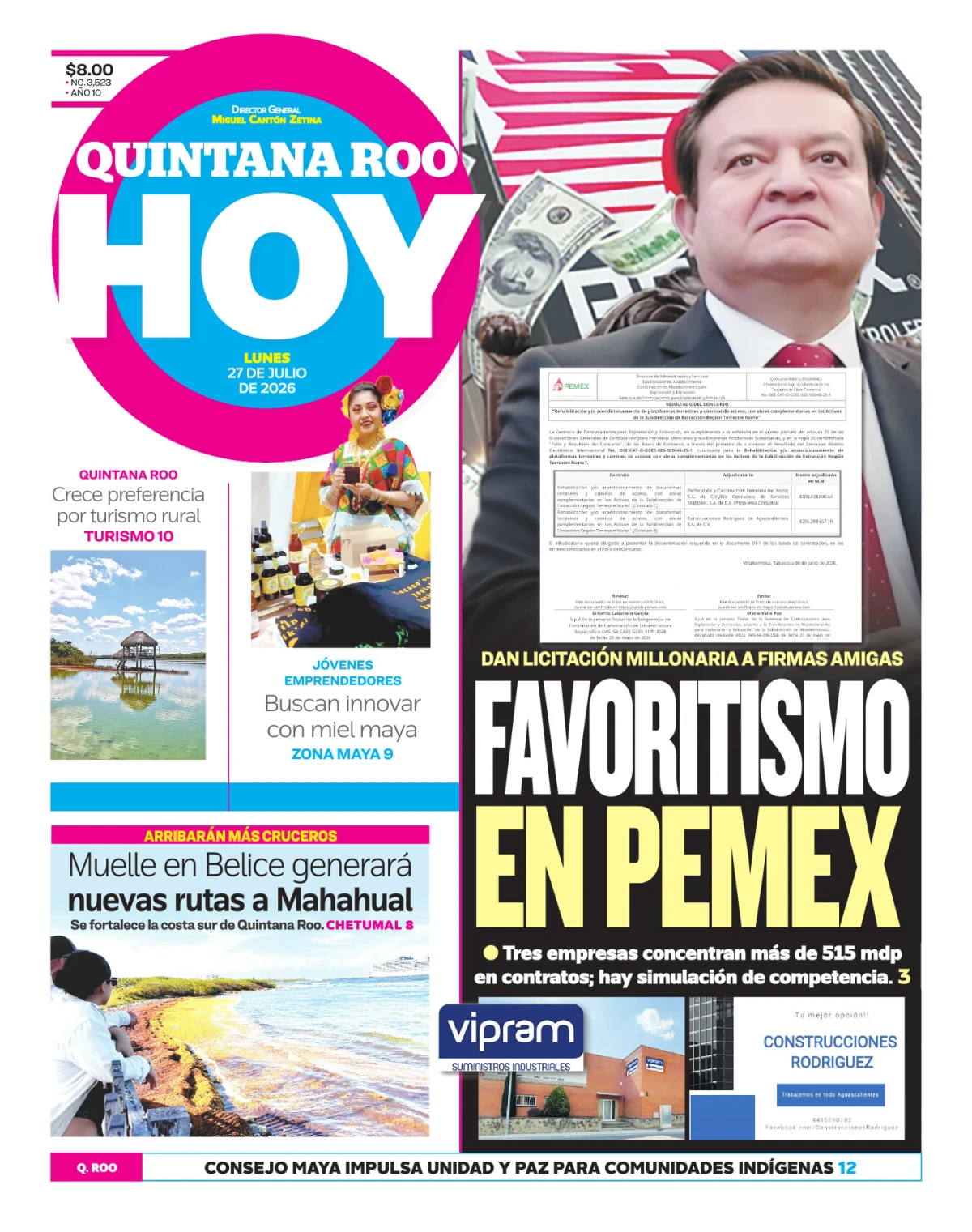 Portada de Quintana Roo Hoy (portada)