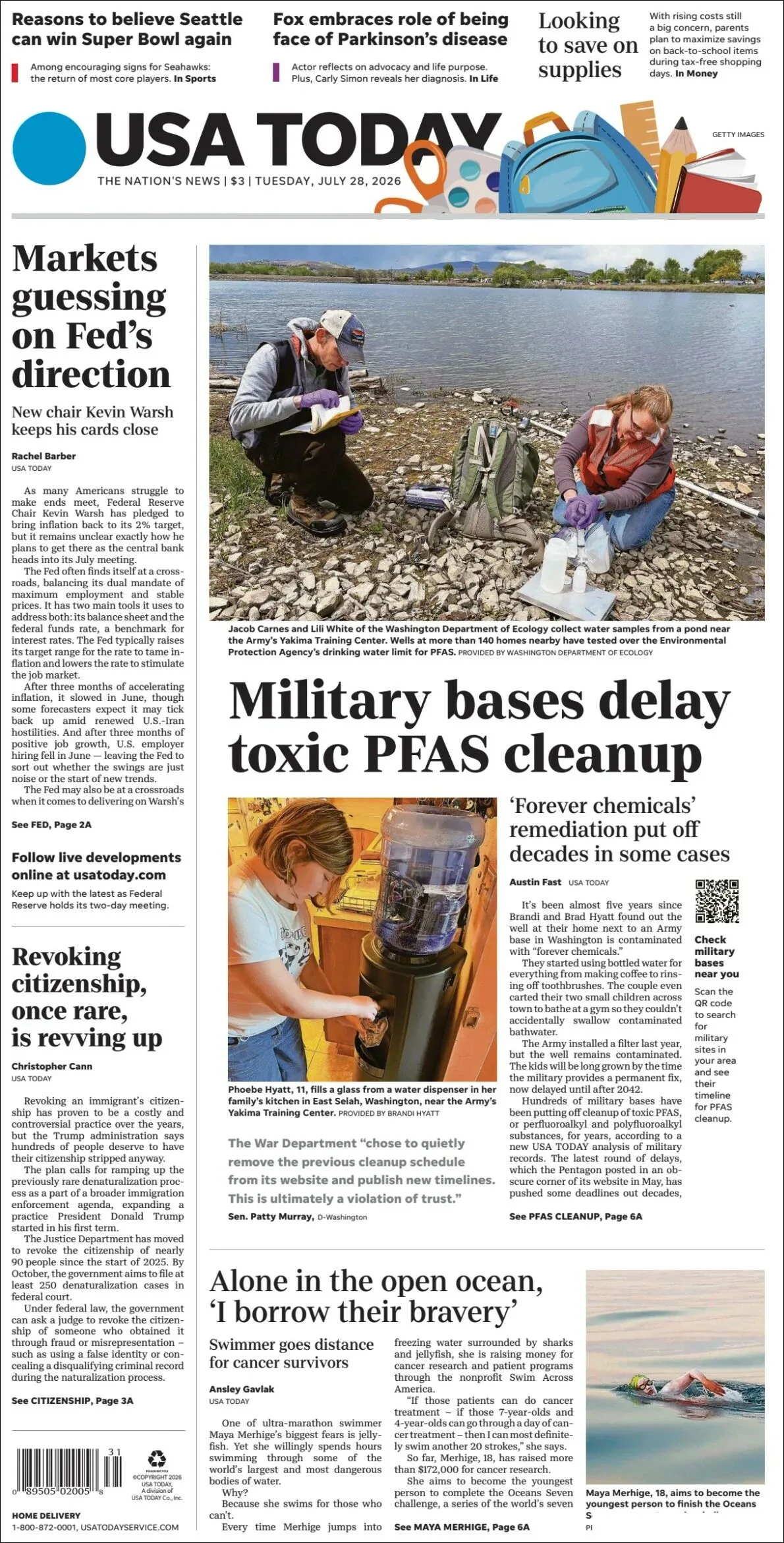 Portada de Usa Today