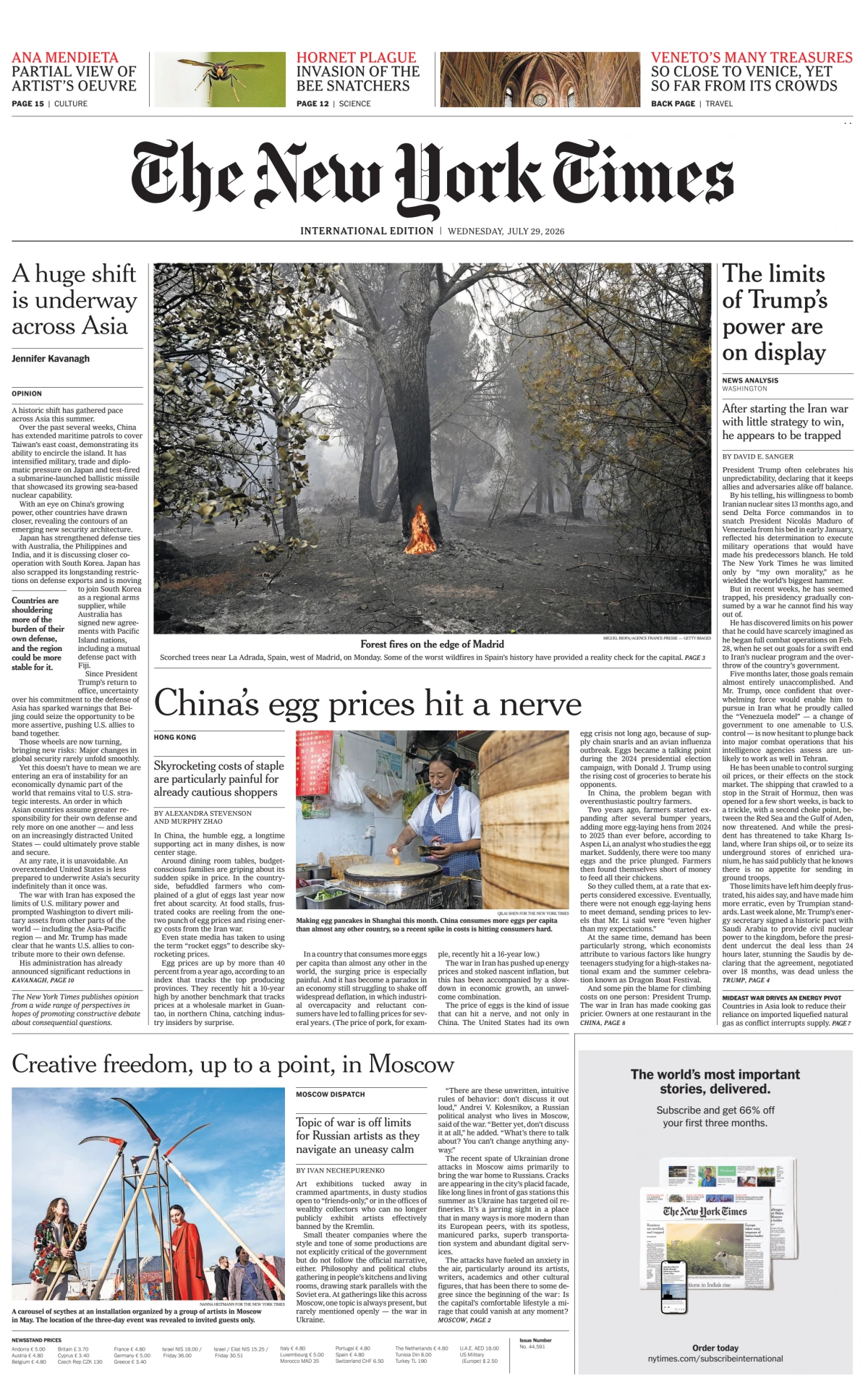 Portada de The New York Times (international)