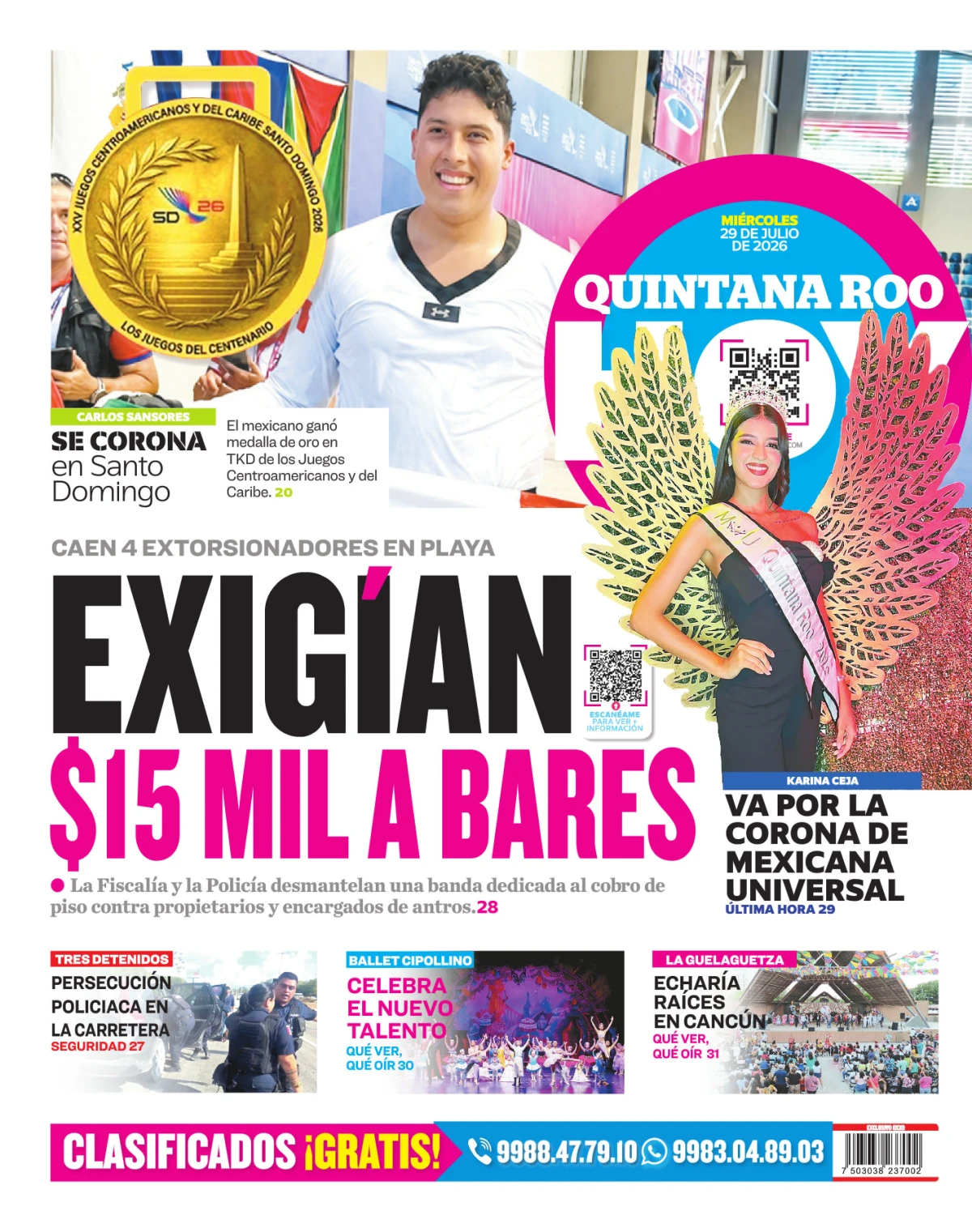 Portada de Quintana Roo Hoy (contraportada)