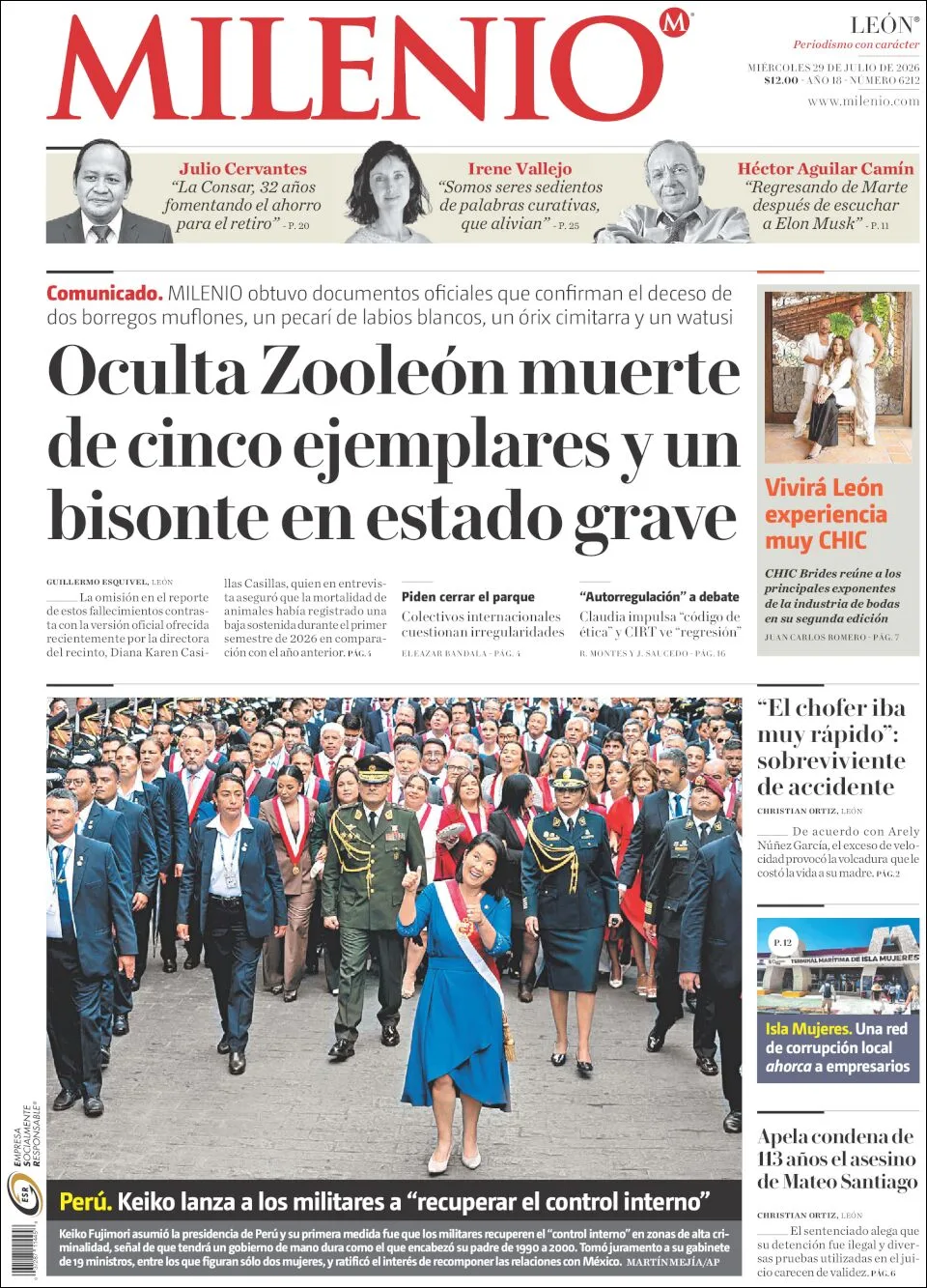 Portada de Milenio Leon del miércoles, 29 de julio de 2026