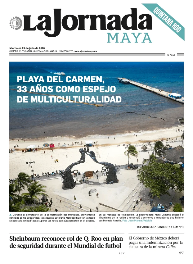 Portada de La Jornada Maya Quintana Roo del miércoles, 29 de julio de 2026