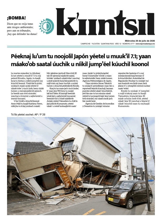 Portada de La Jornada - Kiintsil del miércoles, 29 de julio de 2026