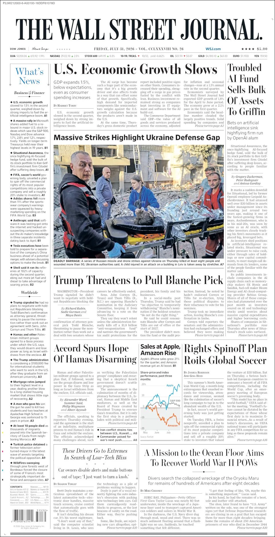Portada de The Wall Street Journal