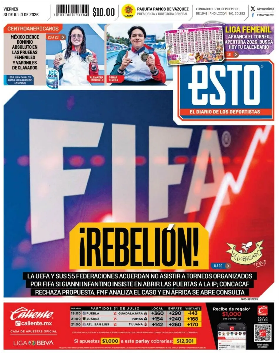 Portada de Esto del viernes, 31 de julio de 2026