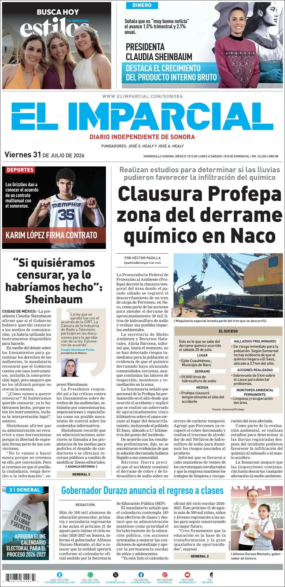 Portada de El Imparcial