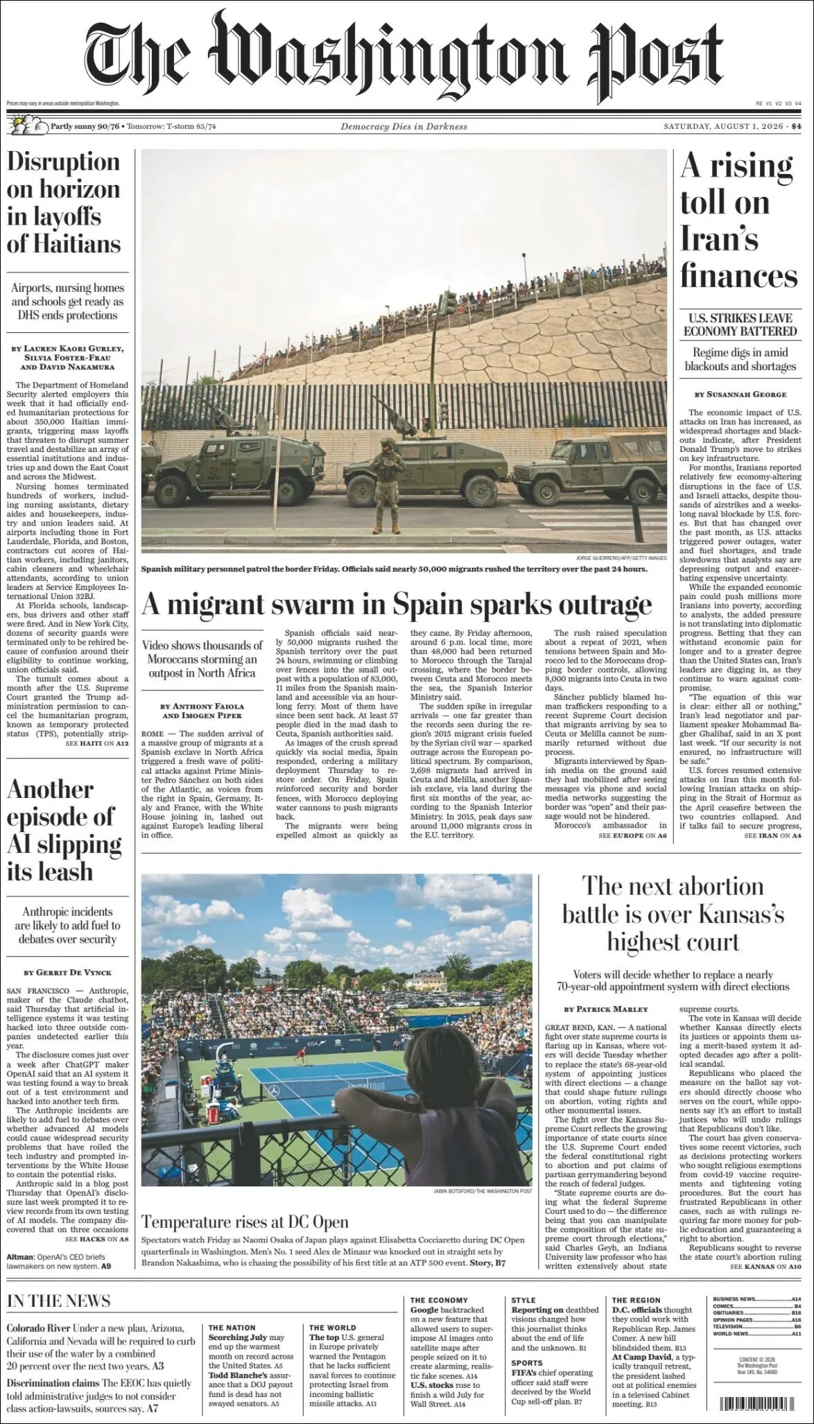 Portada de The Washington Post