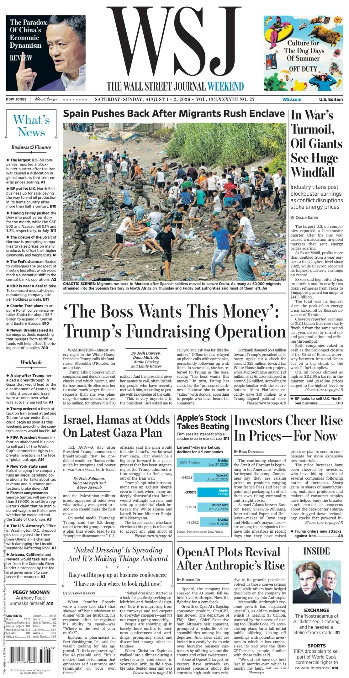 Portada de The Wall Street Journal