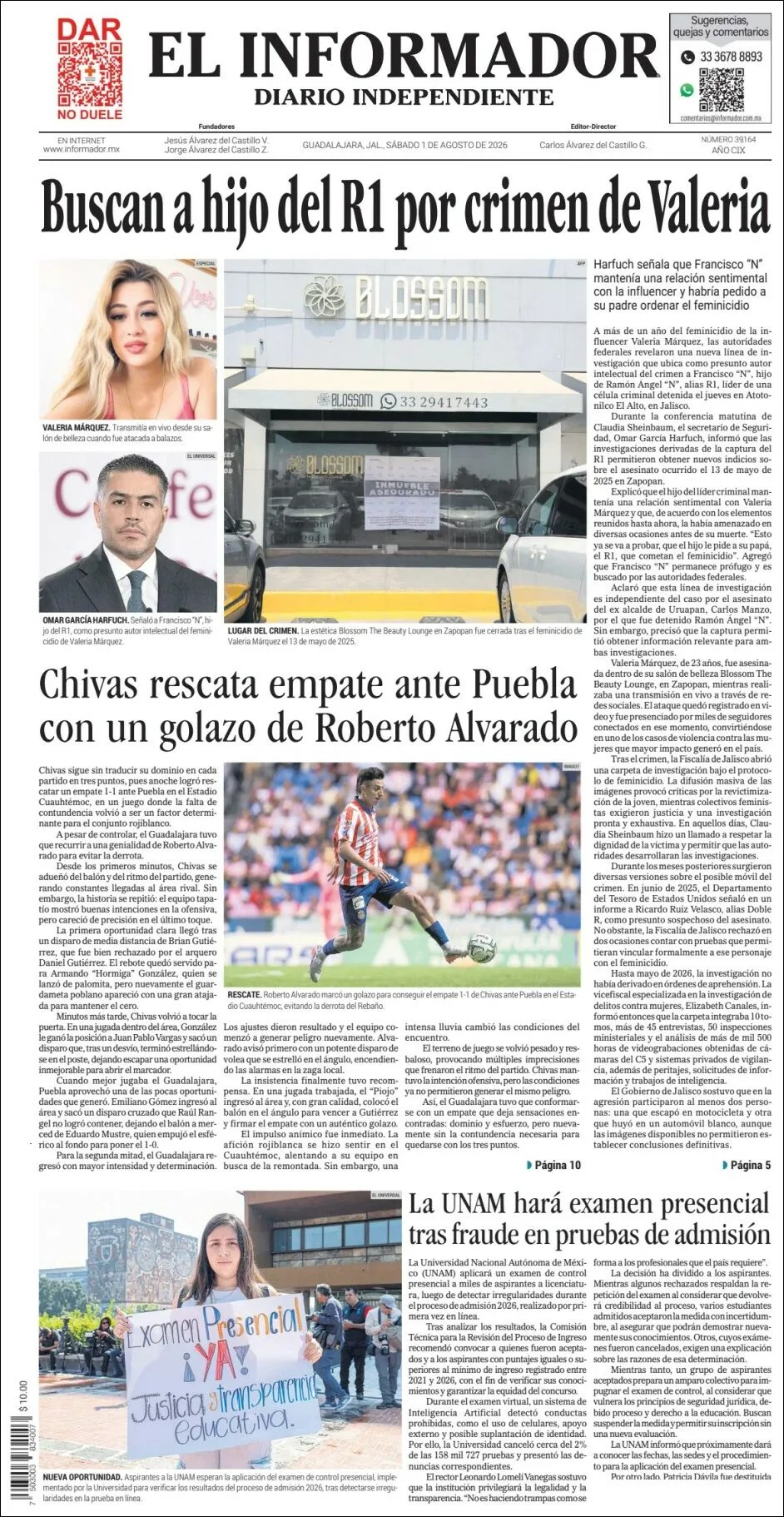 Portada de El Informador