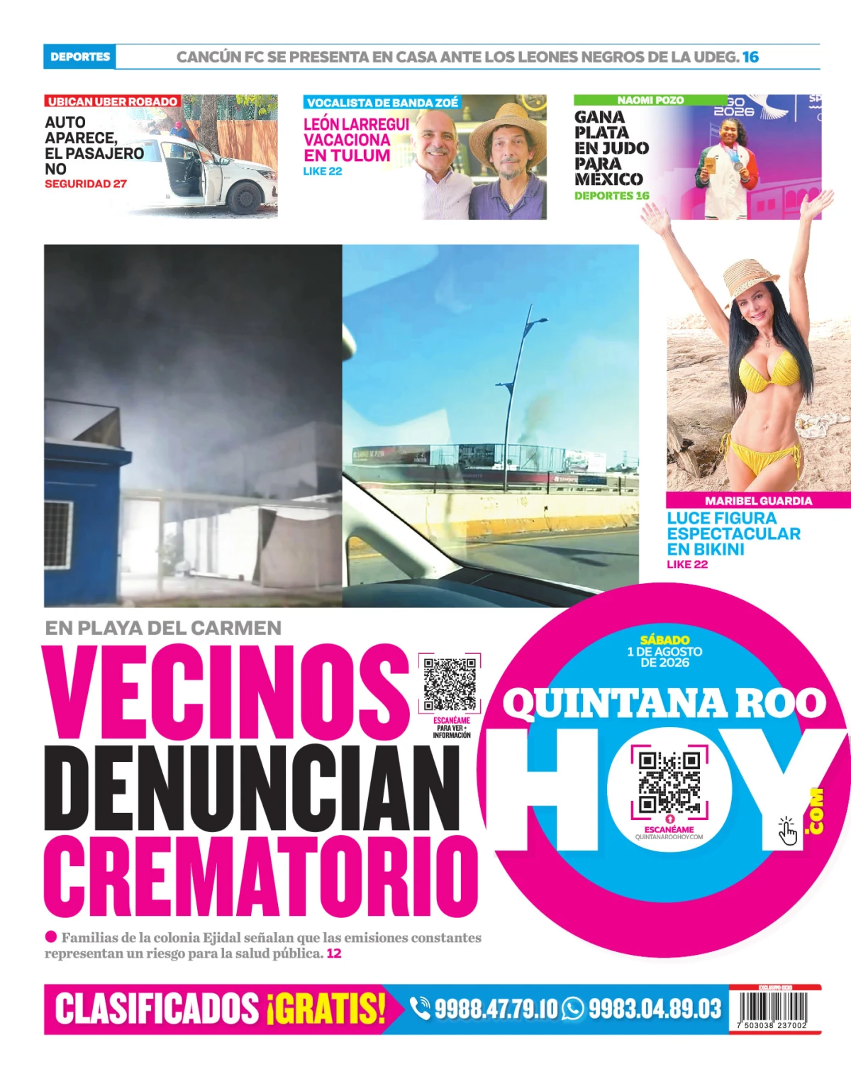 Portada de Quintana Roo Hoy (contraportada)