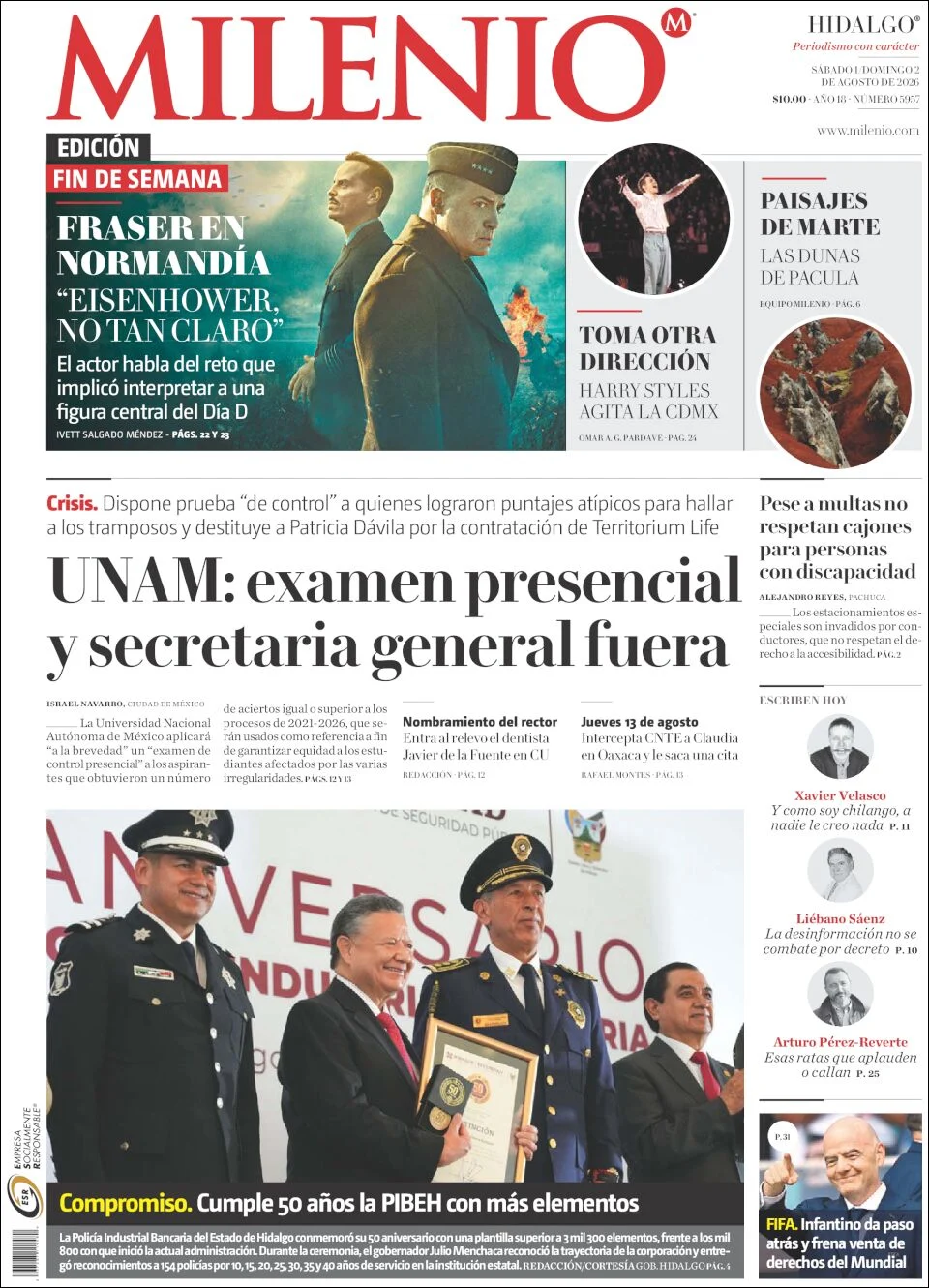 Portada de Milenio Hidalgo del domingo, 2 de agosto de 2026