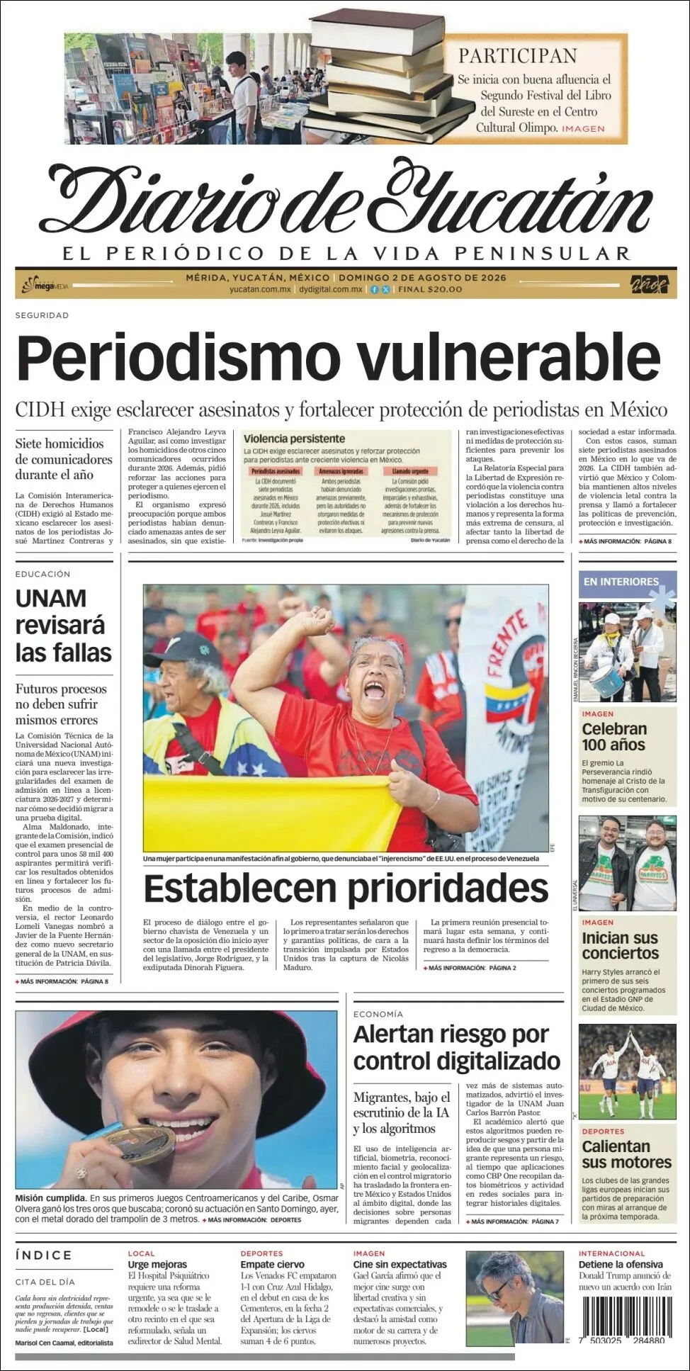 Portada de Diario de Yucatán