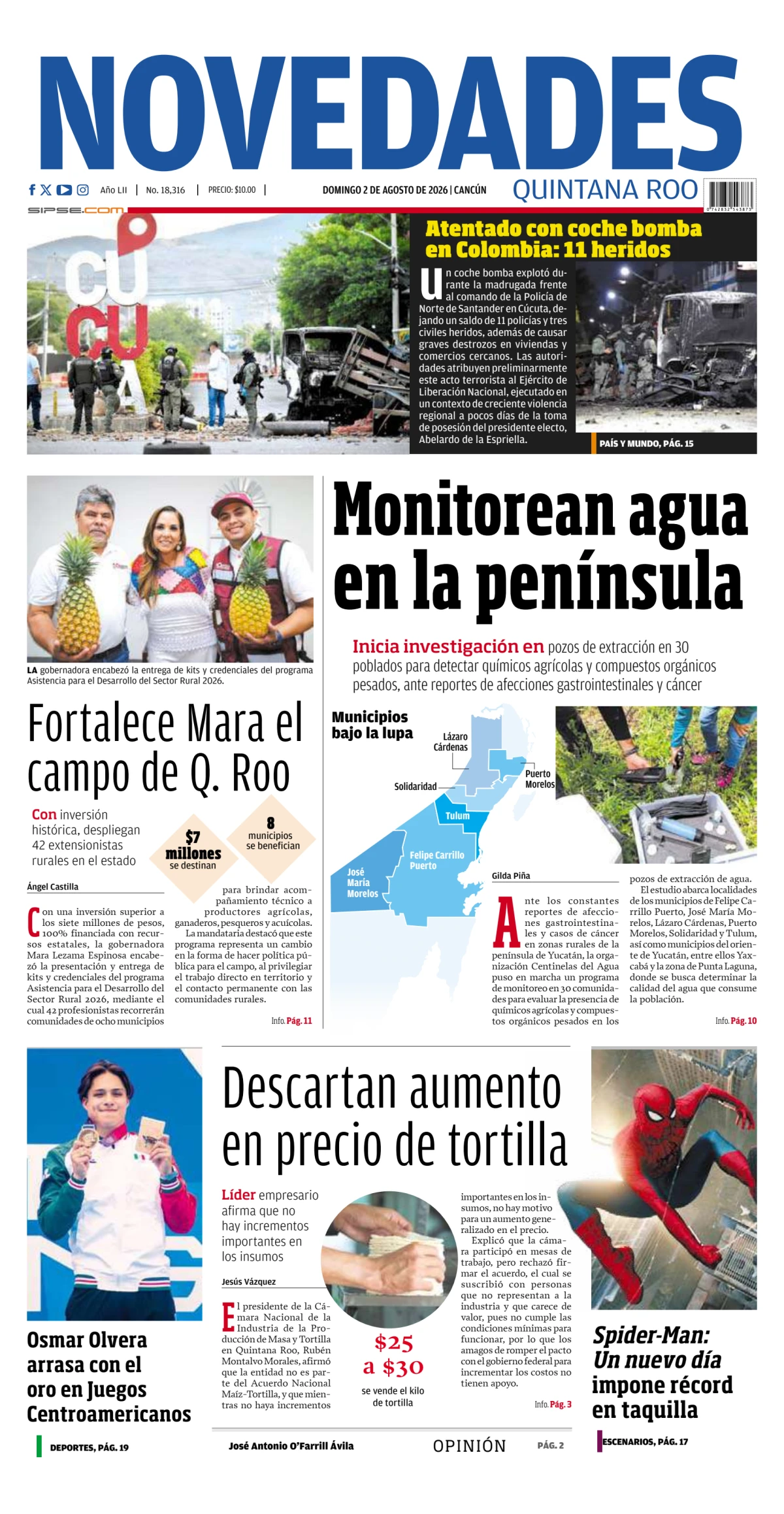 Portada de Novedades Quintana Roo