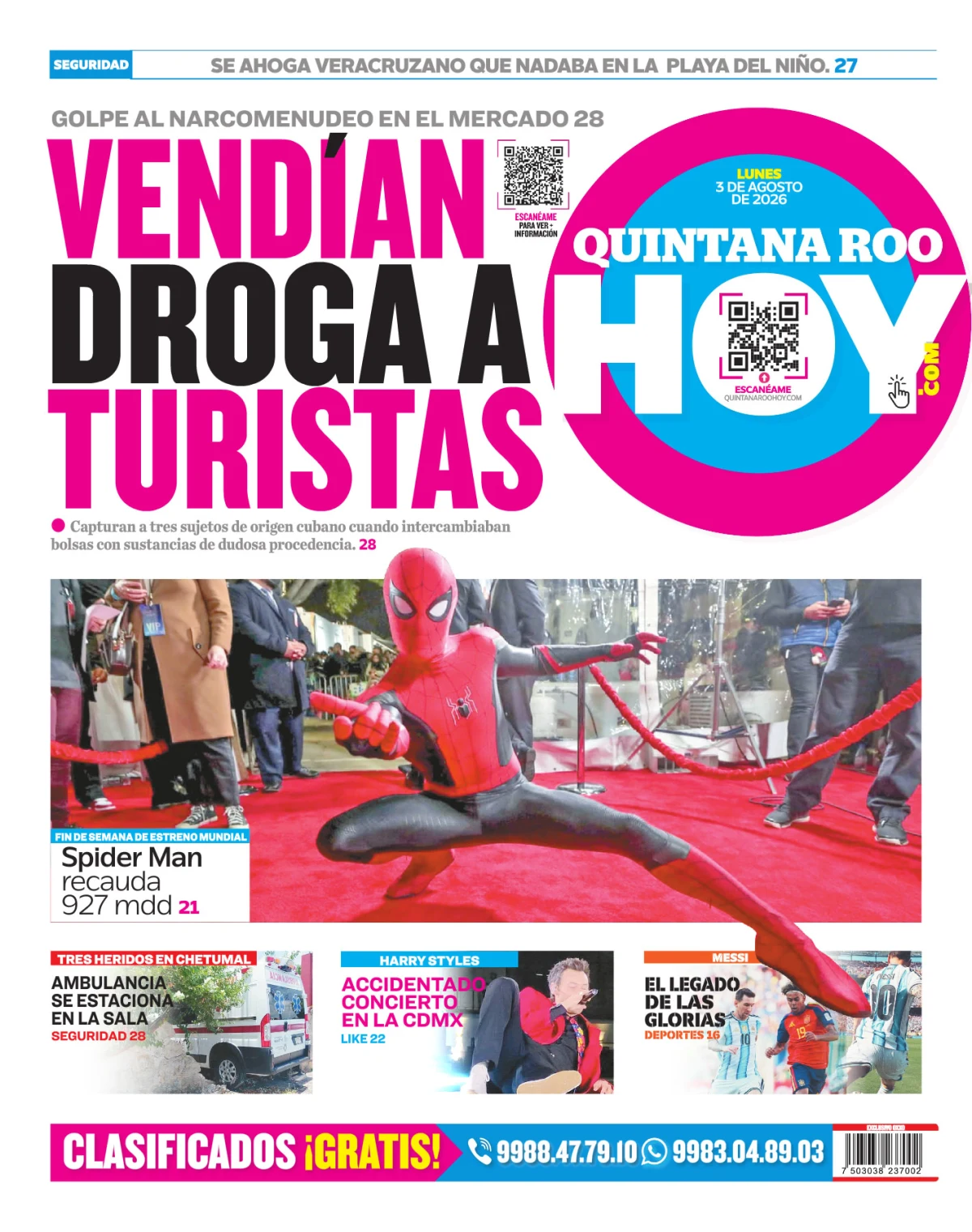 Portada de Quintana Roo Hoy (contraportada)
